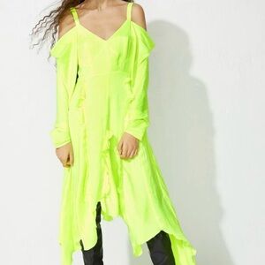 H&M Studio Neon Yellow Off-Shoulder Dress